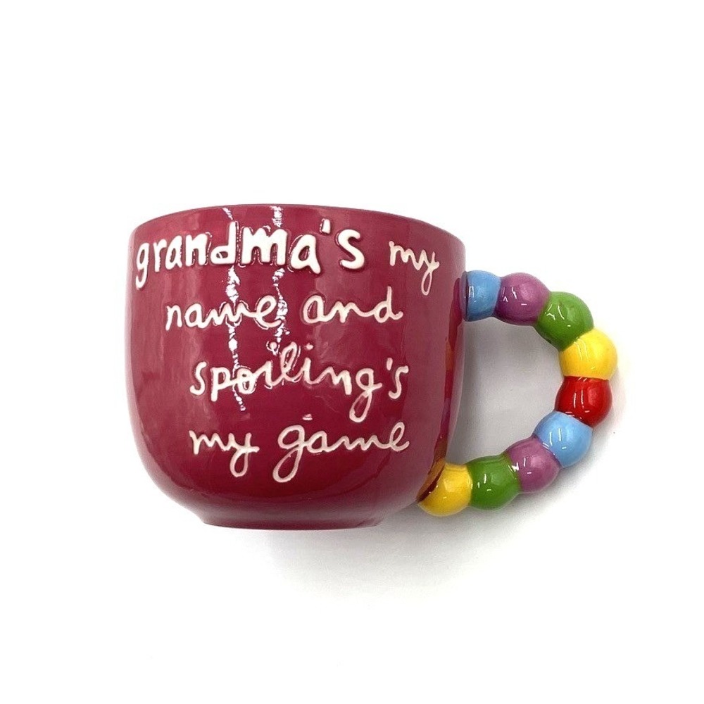 Sandra Magsamen Grandma Ceramic Coffee Mug‎ Colorful Beaded Handle